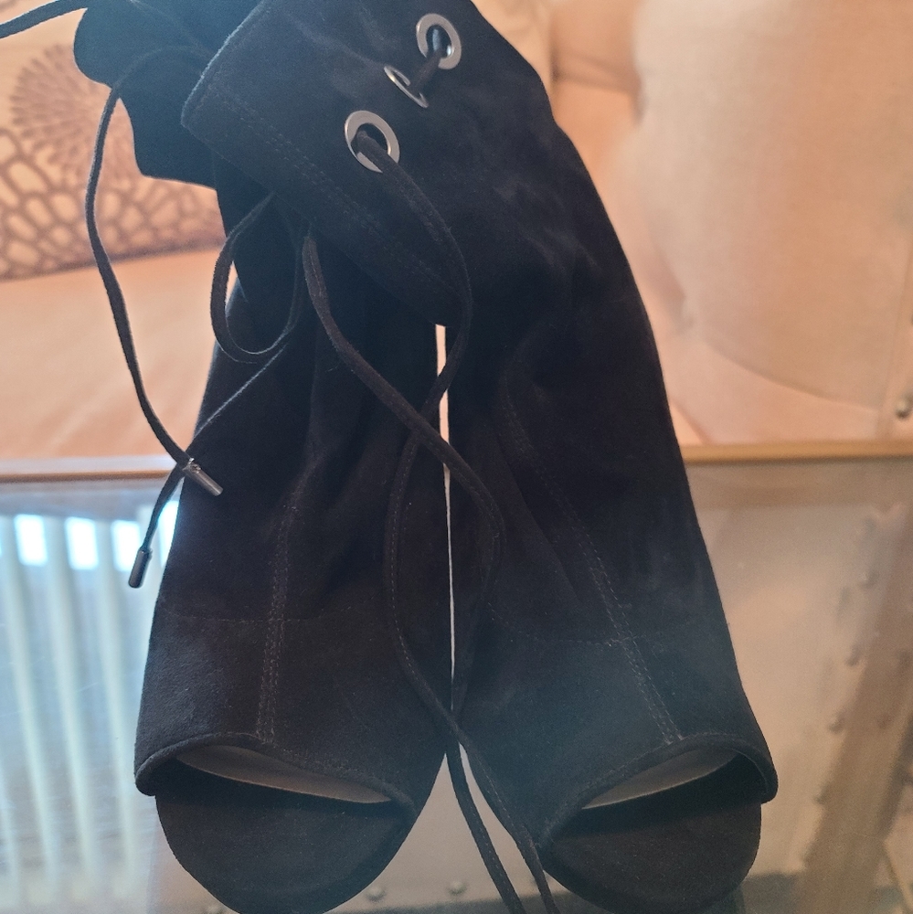 Black suede booties